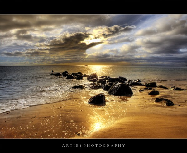 Beach and rocks in HDR